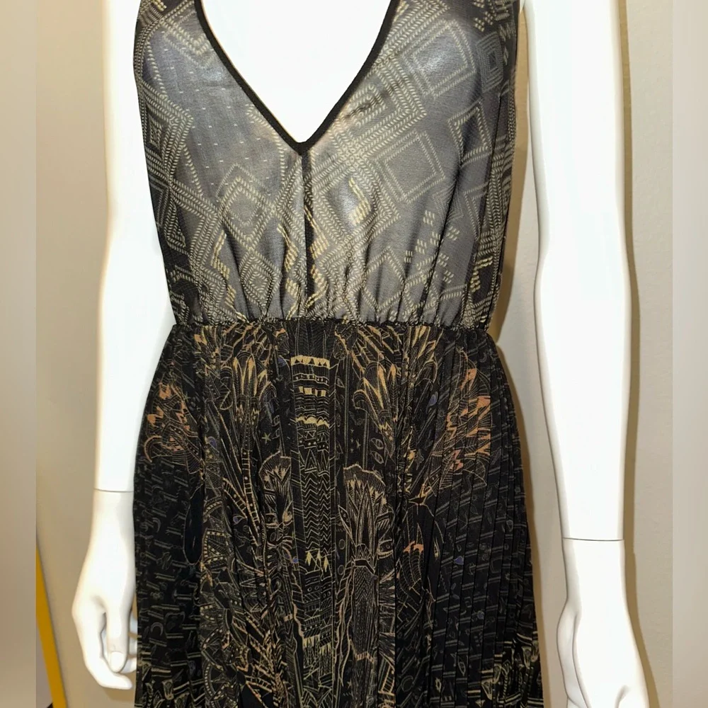CAMILLA *Cobra King* black pleated double layer 2 pc Egyptian print dress top S - Picture 8 of 14